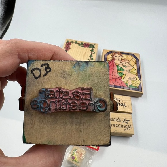 Vintage Lot Rubber Stamps Crafting Junk Journaling Christmas Stained Glass - Picture 8 of 12